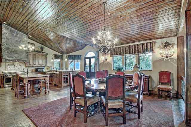 The kitchen and dining room of the home at 1065 Four O'Clock Road are exquisite.